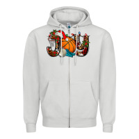Dove Grey joy with basketball and santa's hat Zipper Hoodie - AdoDesignShop