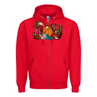 Red joy with basketball and santa's hat Zipper Hoodie - AdoDesignShop