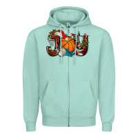 Seafoam joy with basketball and santa's hat Zipper Hoodie - AdoDesignShop