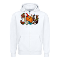 White joy with basketball and santa's hat Zipper Hoodie - AdoDesignShop