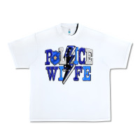 White Police wife Urban Heavy Tee - FaDigitalArtStudio