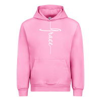 Fuchsia Pink grace   christian faith cross script baptism gift Urban Hoodie - DesigneFamous