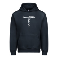 Navy grace   christian faith cross script baptism gift Urban Hoodie - DesigneFamous