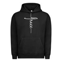Pigment Black grace   christian faith cross script baptism gift Urban Hoodie - DesigneFamous