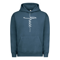 Pigment Midnight Navy grace   christian faith cross script baptism gift Urban Hoodie - DesigneFamous