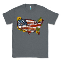 Charcoal Heather usa map with sunflower and cactus Classic Tee - Artiststas