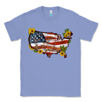 Colony Blue usa map with sunflower and cactus Classic Tee - Artiststas