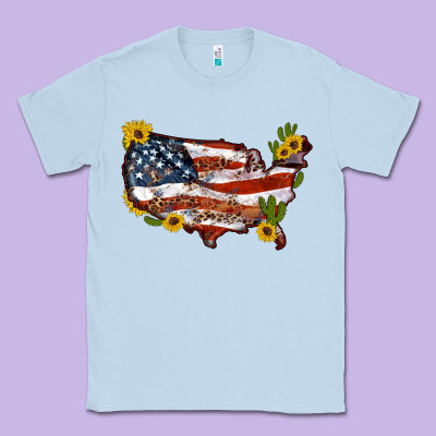 Usa Map With Sunflower And Cactus Classic Tee Designed By Artiststas