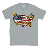 Heather Grey usa map with sunflower and cactus Classic Tee - Artiststas