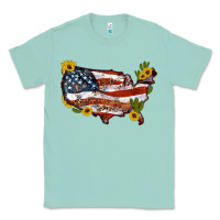 Seafoam usa map with sunflower and cactus Classic Tee - Artiststas