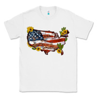 White usa map with sunflower and cactus Classic Tee - Artiststas
