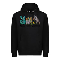 Black Peace love raccoon Premium Hoodie - LillyAllenDesigns