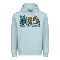 Blue Mist Peace love raccoon Premium Hoodie - LillyAllenDesigns