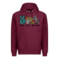 Burgundy Peace love raccoon Premium Hoodie - LillyAllenDesigns
