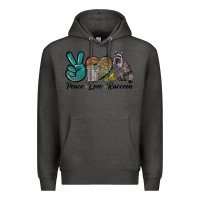 Charcoal Heather Peace love raccoon Premium Hoodie - LillyAllenDesigns