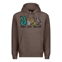Coffee Peace love raccoon Premium Hoodie - LillyAllenDesigns