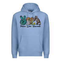 Colony Blue Peace love raccoon Premium Hoodie - LillyAllenDesigns