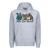 Heather Grey Peace love raccoon Premium Hoodie - LillyAllenDesigns
