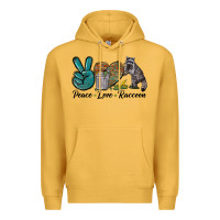 Mustard Peace love raccoon Premium Hoodie - LillyAllenDesigns