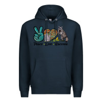 Navy Peace love raccoon Premium Hoodie - LillyAllenDesigns