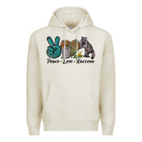 Oatmeal Heather Peace love raccoon Premium Hoodie - LillyAllenDesigns
