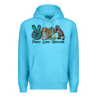 Ocean Blue Peace love raccoon Premium Hoodie - LillyAllenDesigns
