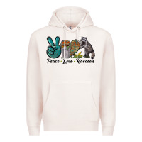 Pale Pink Peace love raccoon Premium Hoodie - LillyAllenDesigns