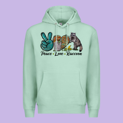 Peace Love Raccoon Premium Hoodie Designed By Lillyallendesigns