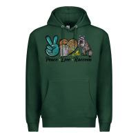 Sports Green Peace love raccoon Premium Hoodie - LillyAllenDesigns