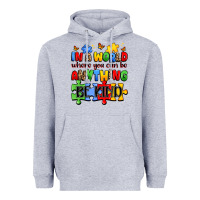 Heather Grey in a world where you can be anything be kind Heavyweight Hoodie - JahusDesignShop