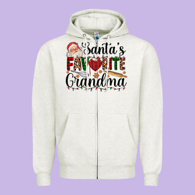Santa's Favorite Grandma Zipper Hoodie Designed By Adodesignshop