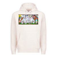 Pale Pink Easter Bunnies Premium Hoodie - RanaPortraitStore