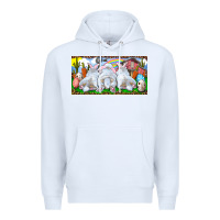 White Easter Bunnies Premium Hoodie - RanaPortraitStore
