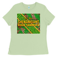Matcha Let the shenanigans begin shamrock tumbler Ladies Tee - HowdyJamesFarm