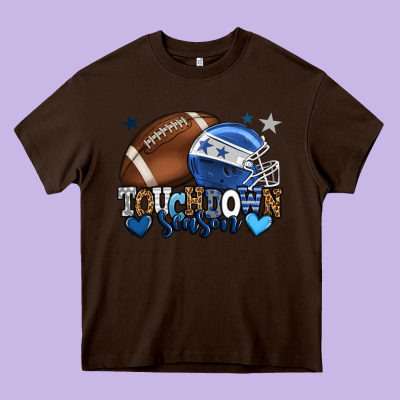 Touchdown Season American Football Blue Team Color Heavy Core Tee Designed By Howdyjamesfarm