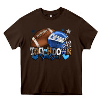 Chocolate Brown Touchdown season American Football blue team color Heavy Core Tee - HowdyJamesFarm