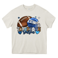 Cream Touchdown season American Football blue team color Heavy Core Tee - HowdyJamesFarm