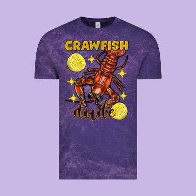 Mardi Gras Crawfish Dude Vintage Tee Designed By Fadigitalartstudio