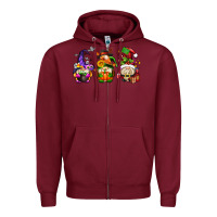 Burgundy hallothanksmas gnome Zipper Hoodie - AdoDesignShop