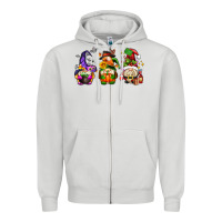 Dove Grey hallothanksmas gnome Zipper Hoodie - AdoDesignShop