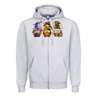 Heather Grey hallothanksmas gnome Zipper Hoodie - AdoDesignShop