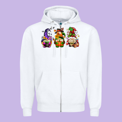 Hallothanksmas Gnome Zipper Hoodie Designed By Adodesignshop