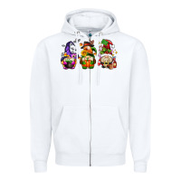 White hallothanksmas gnome Zipper Hoodie - AdoDesignShop