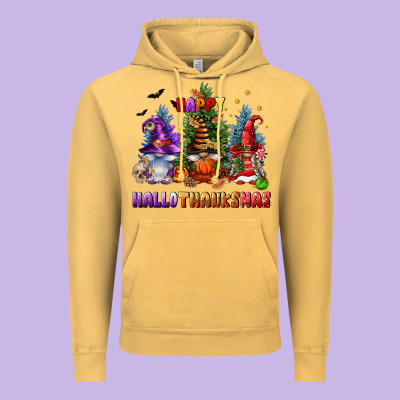 Happy Hallothanksmas Vintage Hoodie Designed By Fadigitalartstudio