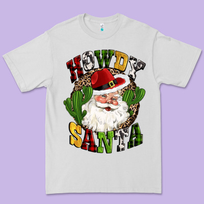Howdy Santa Western Cactus Christmas Premium Tee Designed By Cowgirlartshop