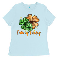 Baby Blue Feeling lucky with clover Ladies Tee - HowdyJamesFarm