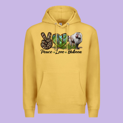 Leopard Peace Love Baboon Premium Hoodie Designed By Lillyallendesigns
