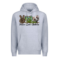 Heather Grey Leopard Peace Love Baboon Premium Hoodie - LillyAllenDesigns