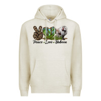 Oatmeal Heather Leopard Peace Love Baboon Premium Hoodie - LillyAllenDesigns
