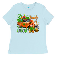 Baby Blue St. Patrick's Loads of luck with gnome Ladies Tee - HowdyJamesFarm